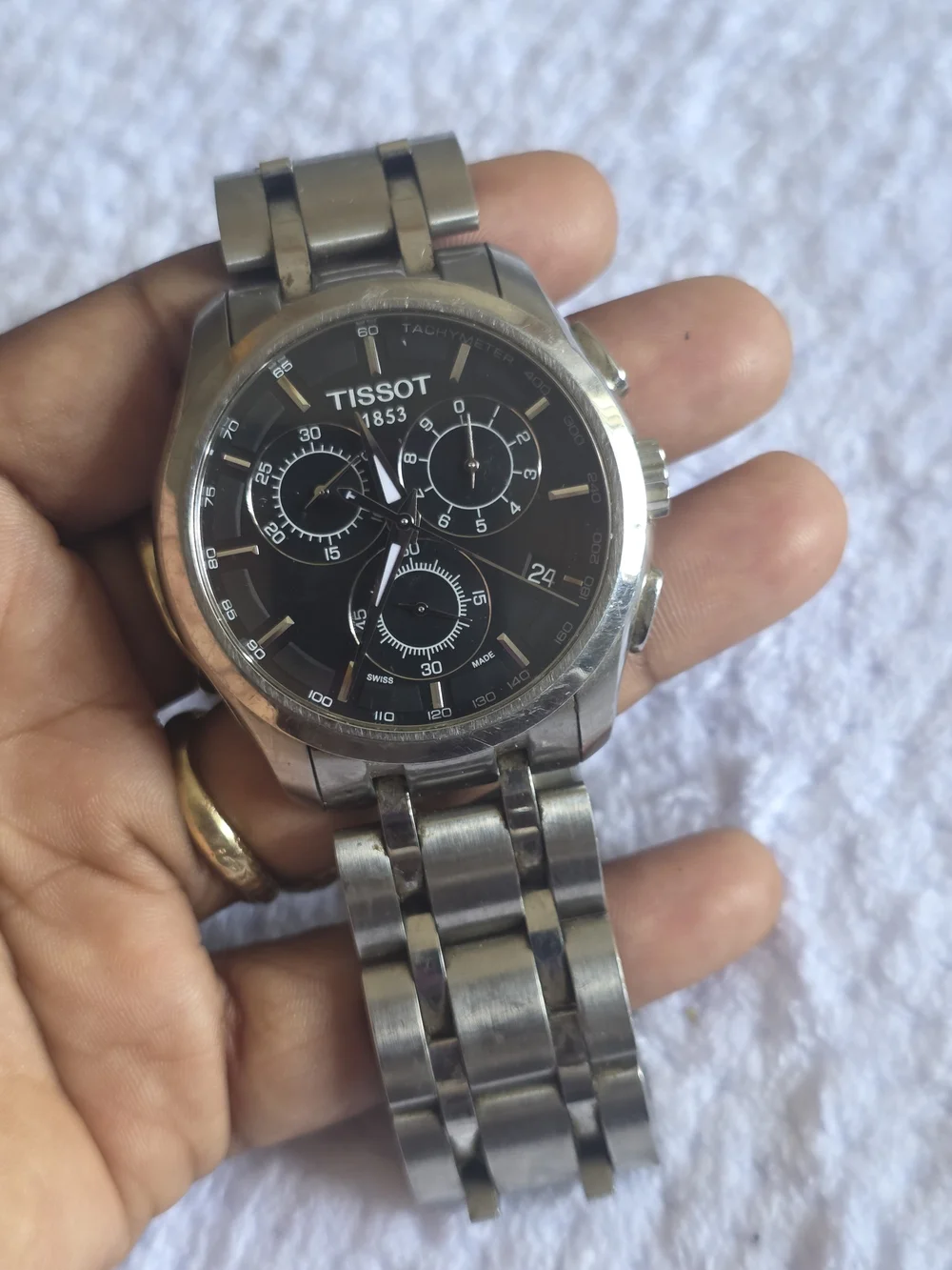 Tissot Men’s Stainless Steel Chronograph Watch - Black Dial Need Battery